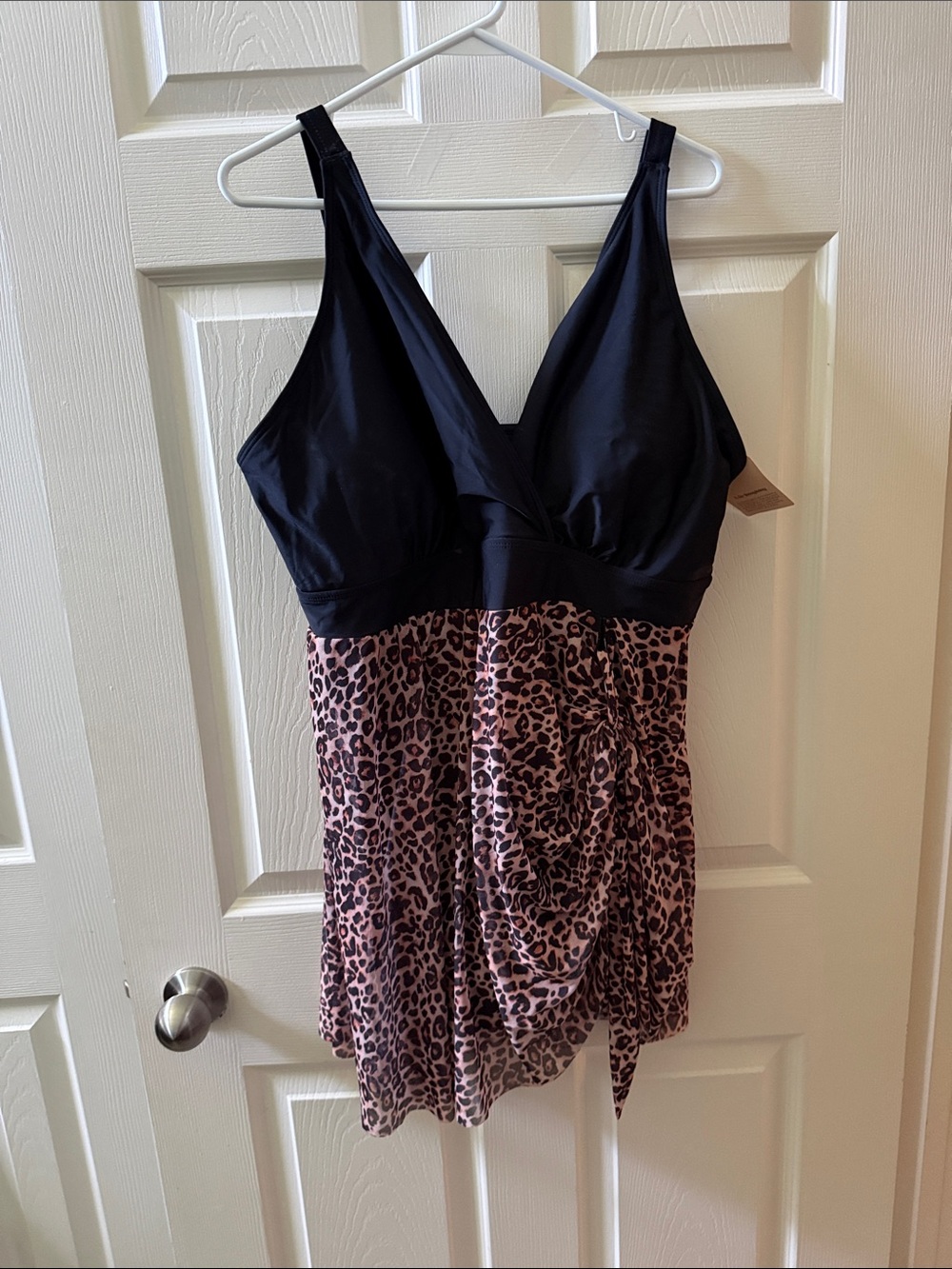 BloomChic Black Top with Pink Leopard Skirt Swim Set